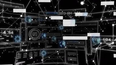 Sayılar ve grafiklerle dijital veri ve ağ bağlantılarının animasyonu. Teknoloji, fütürist, analiz, bağlantı, siber güvenlik