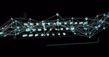Klavyeyi yeşil renklerle sayısal verilerle kaplayan dijital ağın animasyonu. Teknoloji, yenilik, bilgi, bağlantı, fütüristik, siber güvenlik