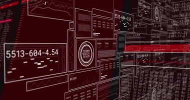 Karmaşık kodlu dijital şifreleme verileri ve kırmızı tonlu grafikler işleniyor. Teknoloji, siber güvenlik, kodlama, veri analizi, bilgi