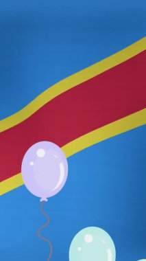 Kongo bayrağı üzerinde balon animasyonu. Dijital olarak üretilen bayraklar, ulusal semboller ve vatanseverlik kavramı.