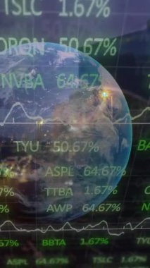 Finansal grafiklerin, verilerin ve şehir ve yol trafiğinin animasyonu. küresel finans, ekonomi ve teknoloji konsepti dijital olarak oluşturulmuş video.