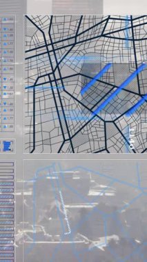 Veri işleme üzerinden şehrin animasyonu. Ukrayna krizi ve uluslararası politika kavramı dijital olarak oluşturuldu.