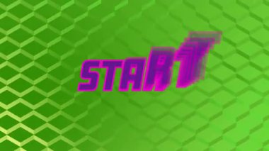 Yeşil geometrik desen üzerine koyu pembe metin animasyonu. Renkli, grafik tasarımı, canlı, çağdaş, tipografi, yaratıcı