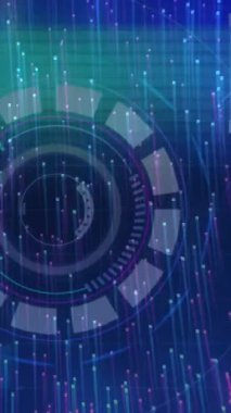 Donanma arka planında hareket eden ışıkların üzerindeki bozulma ve işleme animasyonu. renk, hareket, teknoloji ve dijital arayüz kavramı dijital olarak oluşturulmuş video.