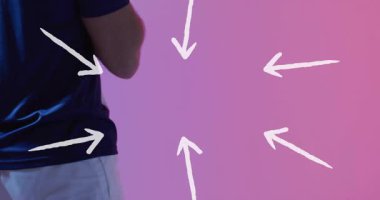 Voleybol topu, pembe arka planda beyaz okları olan biri, animasyon tarzı. İllüstrasyon, çizgi film, spor, grafik, vektör, tasarım