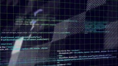 Küresel veri ağını temsil eden programlama kodlu dijital dünyanın animasyonu. Teknoloji, fütürist, sanal, bağlantı