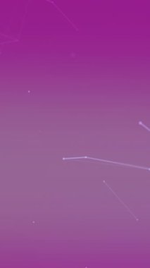 Animation of glowing network of connections floating on purple background. global communication and digital network concept digital animation.