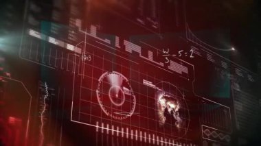 Okul ortamında bilimsel verileri gösteren gelecekteki dijital arayüzün animasyonu. technology, data analysis, education, innovation, science, class