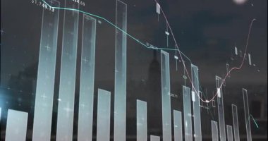 Piyasa eğilimleri ve analizleri, finansal veri tabloları ve animasyon grafikleri gösteriliyor. Finans, analitik, veri görselleştirme, yatırım, ekonomi, borsa