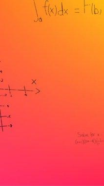 Pembe arka planda elle yazılmış matematiksel formüllerin animasyonu. Bilim, matematik ve öğrenme konsepti dijital olarak oluşturulmuş video.