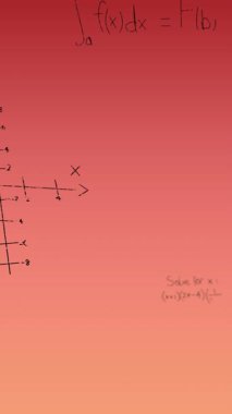 Pembe arka plandaki matematiksel denklemlerin animasyonu. küresel bilim ve dijital arayüz kavramı dijital olarak oluşturulmuş video.