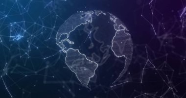 Dünya üzerindeki bağlantı ağının görüntüsü. Teknoloji, iş ve dijital arayüz kavramı dijital olarak oluşturulmuş görüntü.