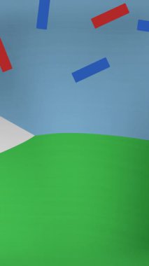 Cibuti bayrağı üzerinde konfeti animasyonu. Dijital olarak üretilen bayraklar, ulusal semboller ve vatanseverlik kavramı.