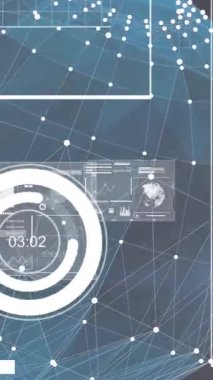 Dünya üzerinde veri işleme animasyonu. küresel iş ve dijital arayüz kavramı dijital olarak oluşturulmuş video.