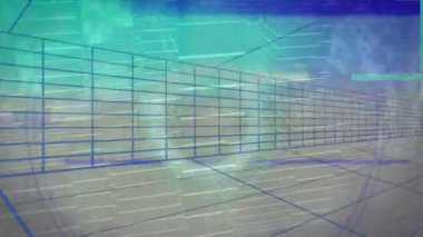 Teknoloji kavramında animasyon, fütüristik dijital şebeke ve dairesel desenler yaratmak. yenilik, siber uzay, ağ