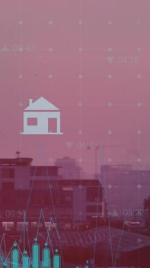 Çin bayrağı animasyonu ve şehir manzarası üzerinde işlenen veri. küresel iş, finans ve dijital arayüz kavramı dijital olarak oluşturulmuş video.