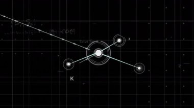 Okul ortamında matematik denklemleriyle bağlantılı düğümlerin animasyonu. Ağ, teknoloji, eğitim, matematik, dijital, öğrenim