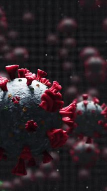 DNA ve siyah arkaplan üzerinde virüs hücrelerinin animasyonu. Coronavirus covid 19 salgını sırasında dijital olarak üretilen video.