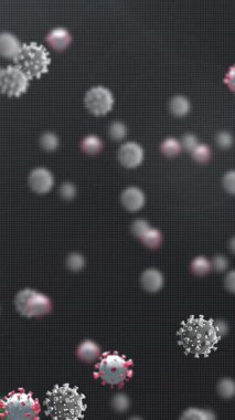 DNA ve siyah arkaplan üzerinde virüs hücrelerinin animasyonu. Coronavirus covid 19 salgını sırasında dijital olarak üretilen video.