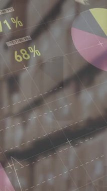 Depodaki finansal veri işleme animasyonu. küresel iş, dağıtım, bağlantılar ve dijital arayüz konsepti dijital olarak oluşturulmuş video.