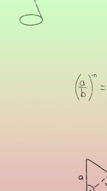 Yeşilden pembeye el yazısıyla yazılmış matematiksel formüllerin animasyonu. Bilim, matematik ve öğrenme konsepti dijital olarak oluşturulmuş video.