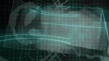 Python metninin animasyonu ve gelecekteki dijital arayüzdeki ikili kod kalıpları. Programlama, kodlama, teknoloji, veri, matris