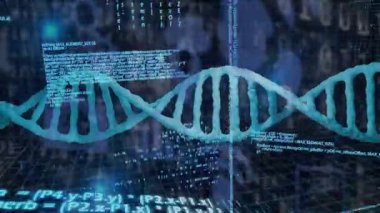 Bilimsel veri işleme, DNA dizisi ve animasyonda ikili kodlama. Genetik, biyoteknoloji, yenilik, kod, sıralama, dijital