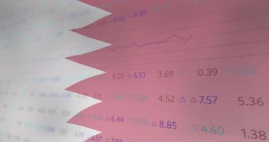 Finansal veriler ve borsa animasyon çizelgeleri üzerinde Bahreyn bayrağı. Maliye, ekonomi, yatırım, analiz, ticaret
