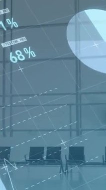 Ofisteki iş adamları üzerinde istatistik ve mali veri işleme animasyonu. iş, finans ve veri işleme kavramı dijital olarak oluşturulmuş video.
