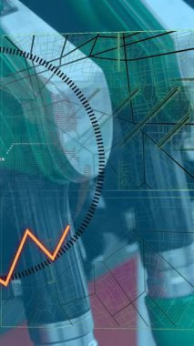 Veri işleme üzerine benzin istasyonunun animasyonu. Ukrayna krizi ve uluslararası politika kavramı dijital olarak oluşturuldu.