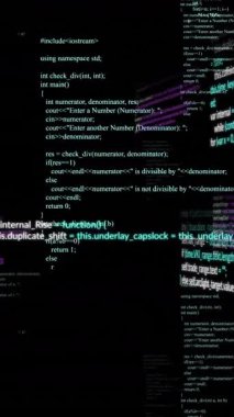 Siyah arkaplanda veri işleme animasyonu. küresel teknoloji ve dijital arayüz kavramı dijital olarak oluşturulmuş video.