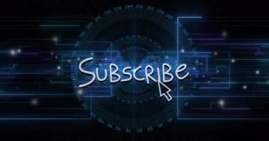 Dijital arayüzde mavi animasyonlu abonelik düğmesinin üzerinde gezinen imleç. Kullanıcı arayüzü, UX, web tasarımı, etkileşim, teknoloji, çevrimiçi