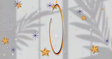 Noel ve yılbaşı mesajları, yıldızlar ve etrafını saran girdaplarla dolu animasyon. Tatil, şenlik, kutlama, dekorasyon, festival sezonu, ışıltı