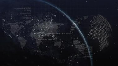 Dünya 'daki dijital veri ve kodların animasyonu küresel bağlantıyı vurguluyor. Teknoloji, ağ, altyapı, iletişim