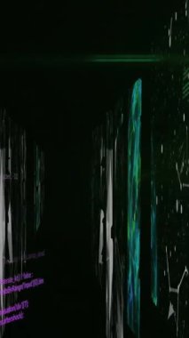 Siyah arkaplanda veri işleme animasyonu. küresel iş ve dijital arayüz kavramı dijital olarak oluşturulmuş video.