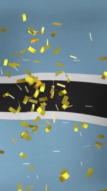 Bostwana bayrağı üzerinde konfeti animasyonu. Dijital olarak üretilen bayraklar, ulusal semboller ve vatanseverlik kavramı.