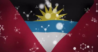 Antigua ve Barbuda bayrağı bilimsel veri işleme animasyon örtülü. Teknoloji, yenilik, analiz, dijital, hesaplama, ağ