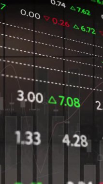 Finansal veri işleme ve borsanın boş ofis üzerinden canlandırılması. küresel iş, finans ve veri işleme kavramı dijital olarak oluşturulmuş video.