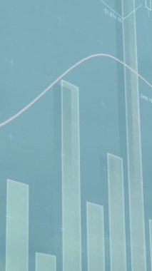 Rüzgar türbininin üzerindeki grafiklerin ve finansal verilerin animasyonu. finans, ekonomi, yenilenebilir kaynaklar ve dijital olarak üretilen enerji konsepti.