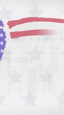 Amerika bayrağı üzerinde yıldız animasyonu. küresel iş, finans, bağlantılar ve dijital arayüz konsepti dijital olarak oluşturulmuş video.