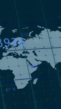 Veri işleme üzerine dünya haritasının animasyonu. Ukrayna krizi ve uluslararası politika kavramı dijital olarak oluşturuldu.