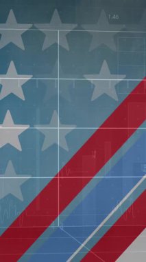 Amerika bayrağı üzerinde veri işleme animasyonu. küresel iş, finans, bağlantılar ve dijital arayüz konsepti dijital olarak oluşturulmuş video.