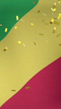 Kongo bayrağı üzerinde konfeti animasyonu. Dijital olarak üretilen bayraklar, ulusal semboller ve vatanseverlik kavramı.