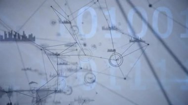 İkili kod ve soyut ağ bağlantıları ile veri görselleştirmesinin animasyonu. Teknoloji, dijital, geleceksel, iletişim, siber, bağlantı
