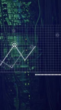 Sunucu odasında veri işleme animasyonu. küresel iş ve dijital arayüz kavramı dijital olarak oluşturulmuş video.