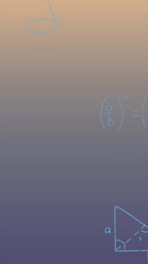 Mavi arkaplanda matematiksel denklemlerin animasyonu. küresel bilim ve dijital arayüz kavramı dijital olarak oluşturulmuş video.