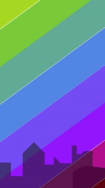 Şehir manzarası ve gökkuşağı üzerinde yumruğun animasyonu. lgbtq gurur ve eşitlik kutlaması konsepti dijital olarak oluşturulmuş video.