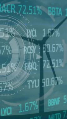 Mavi arkaplanda tarama ve veri işleme animasyonu. Çevre, yenilenebilir enerji ve sürdürülebilirlik kavramı dijital olarak oluşturulmuş video.