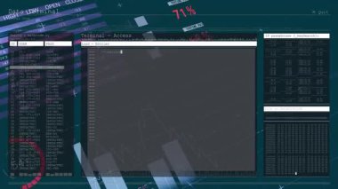 Terminale kodla giriş, okulda soyut veri görselleştirmesi üzerine animasyon. Teknoloji, kodlama, yenilik, eğitim, analiz, programlama