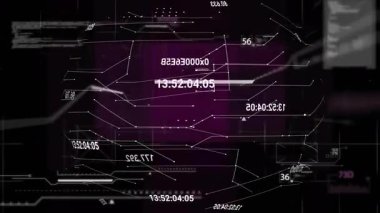 Karanlık arka planda numaralar ve kodlarla dijital veri işleme animasyonu. Teknoloji, siber güvenlik, karanlık mod, kodlama, ikili sistem